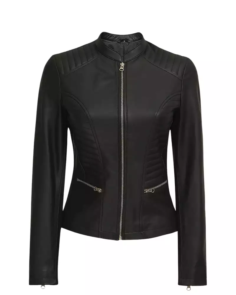 Ladies Black Leather Jacket